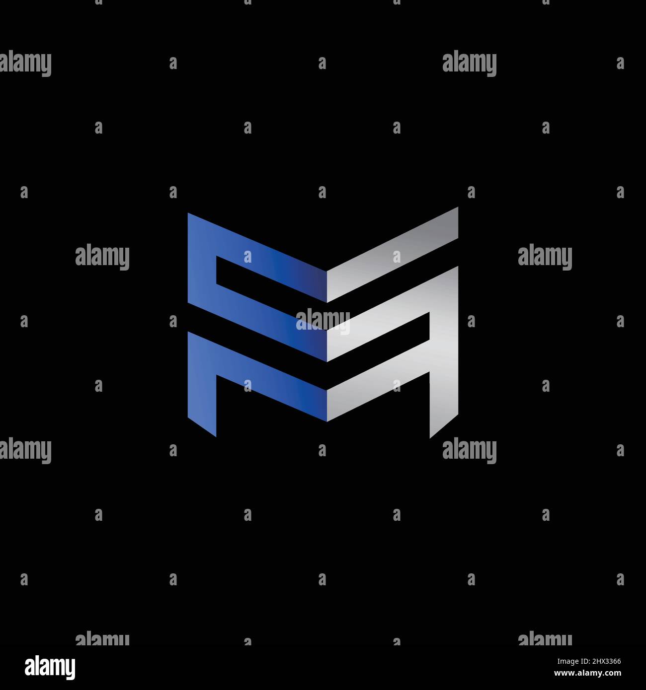 Il design delle iniziali SM logo è sofisticato e moderno Illustrazione Vettoriale