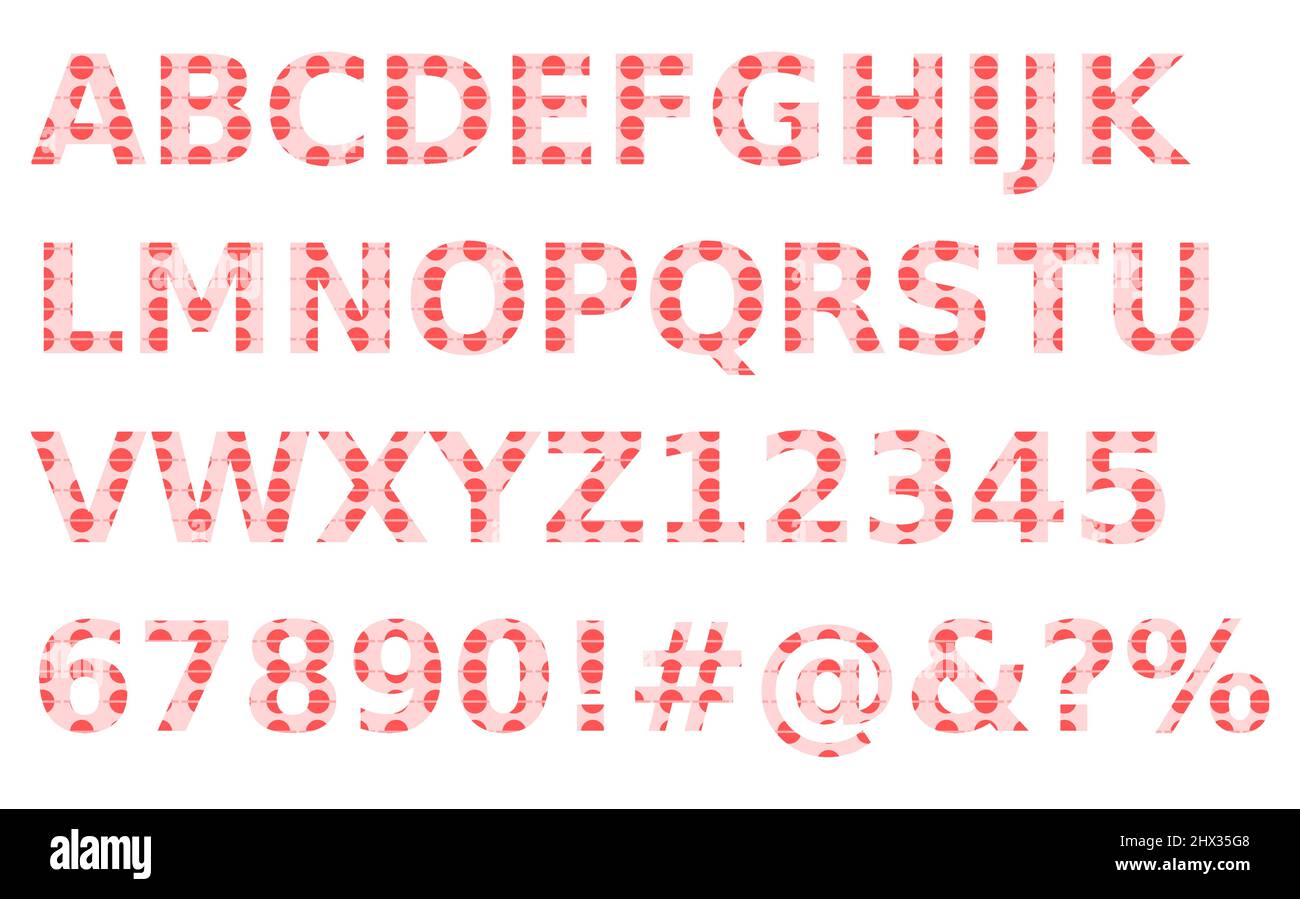Alfabeto realizzato con piastrelle rosa, con sfondo bianco Illustrazione Vettoriale