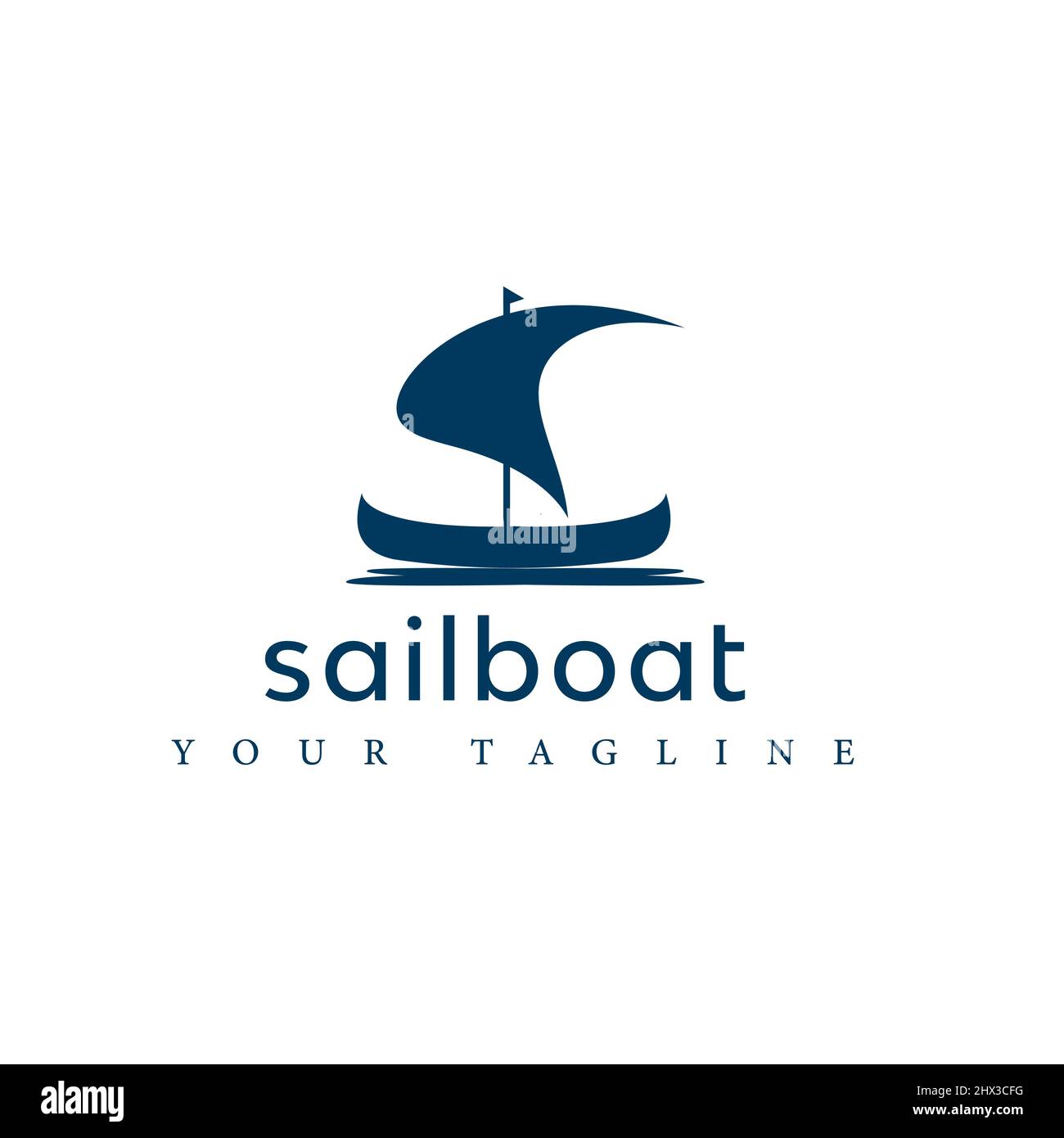 Tradizionale barca a vela logo design silhouette illustrazione vettoriale Illustrazione Vettoriale