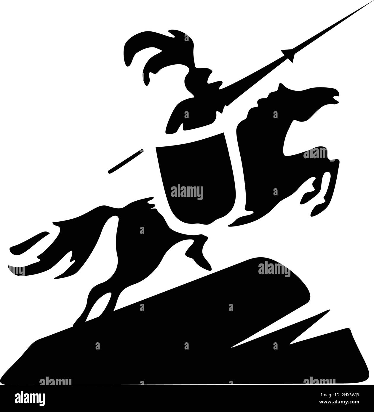 Semplice e classico guerriero equestre simbolo 1 Illustrazione Vettoriale