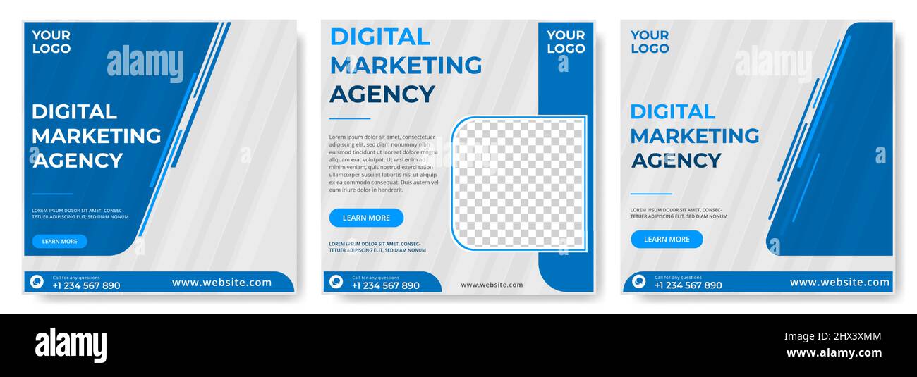 Banner promozionale di agenzia di marketing digitale aziendale per la raccolta di banner quadrati per modelli post sui social media. Illustrazione Vettoriale