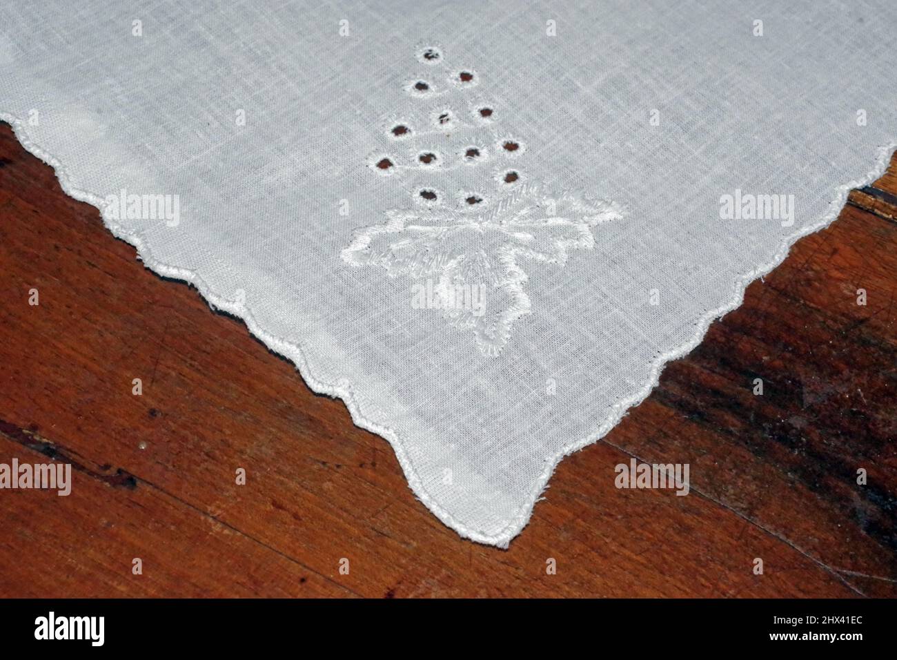 Ricamo italiano a mano close-uo Foto Stock