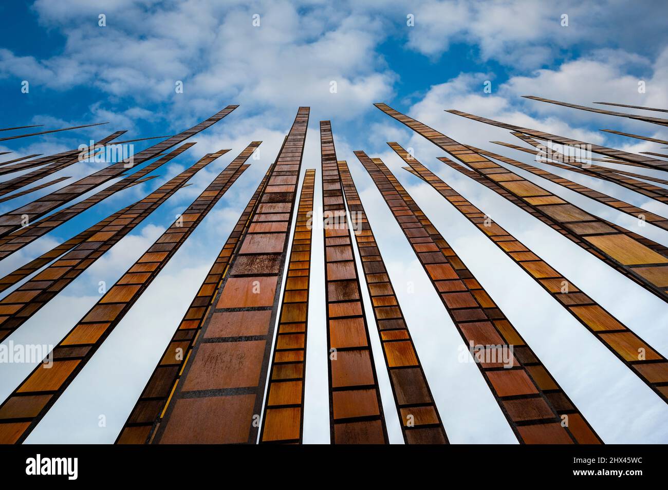 Scultura d'arte pubblica Grass Blades al Seattle Center Foto Stock