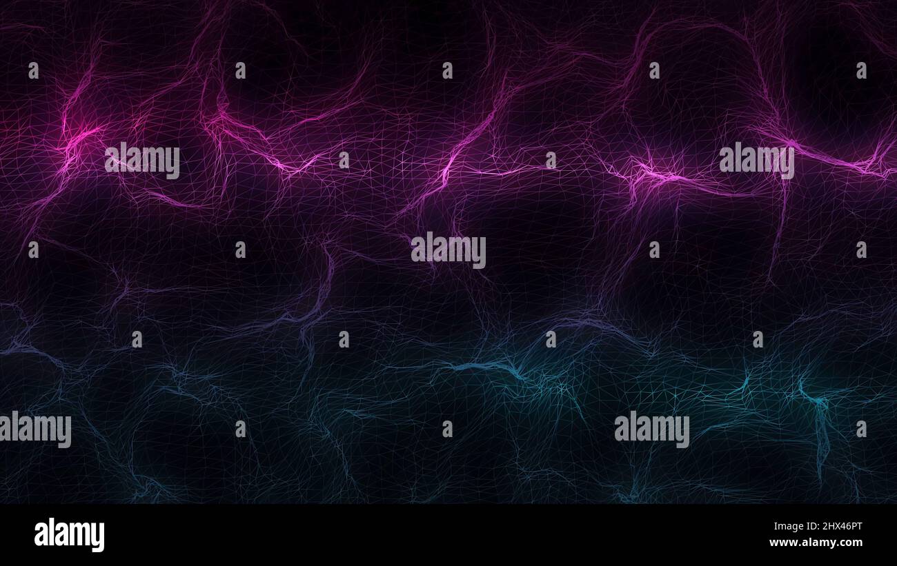 Rete neurale elettronica - Abstract Motion background. Volare attraverso una rete di neuroni con impulsi elettrici. Synapse. Cervello. Colori freddi. Carrello. Foto Stock