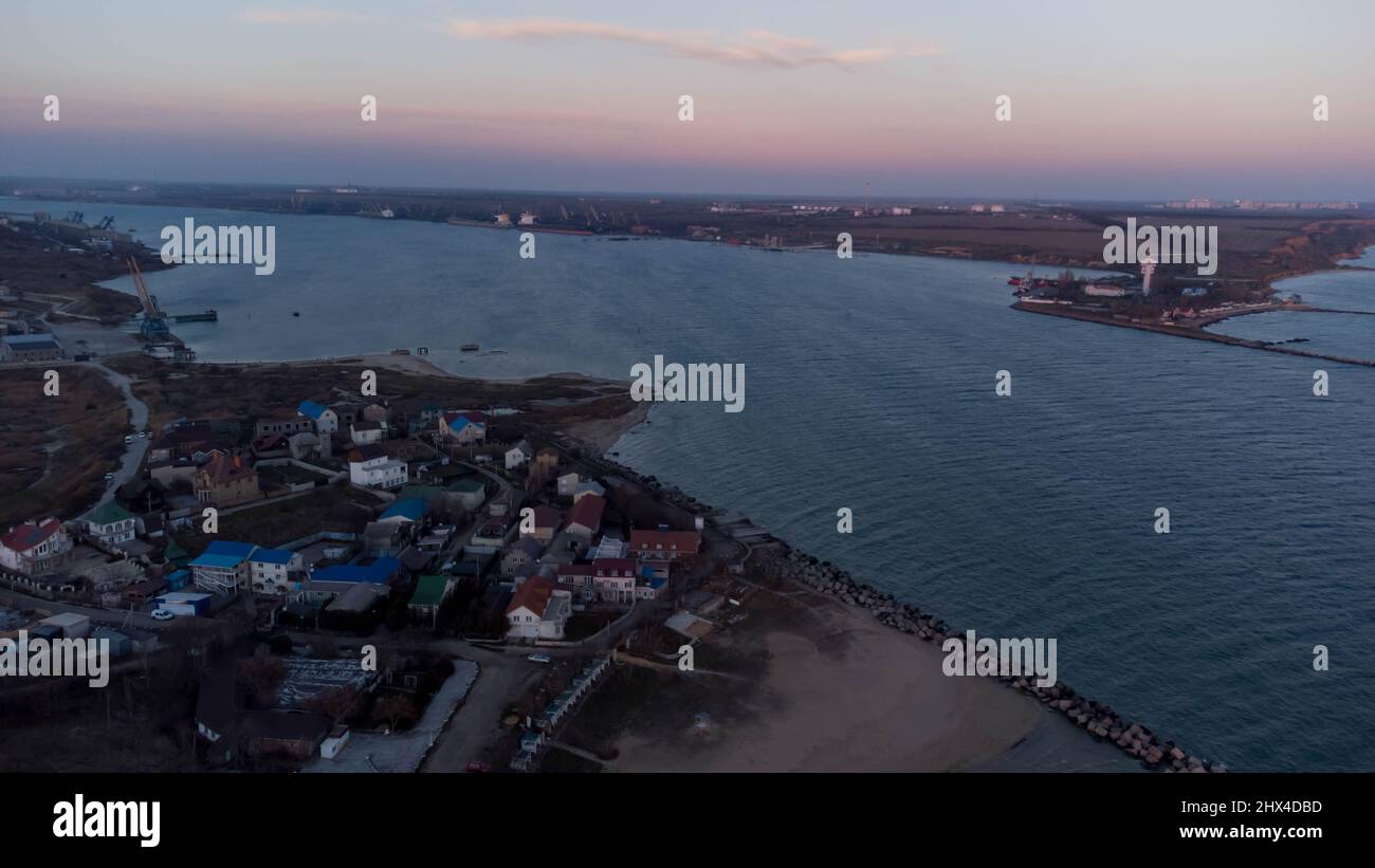 Vista mare dall'alto. Ucraina. Zatoka. Foto Stock