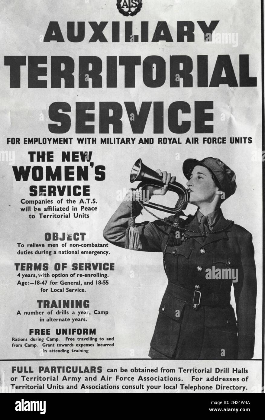 British War Office posti apparsi per le donne durante il ***** crisi. Ottobre 16, 1938. (Foto della stampante associata). Foto Stock