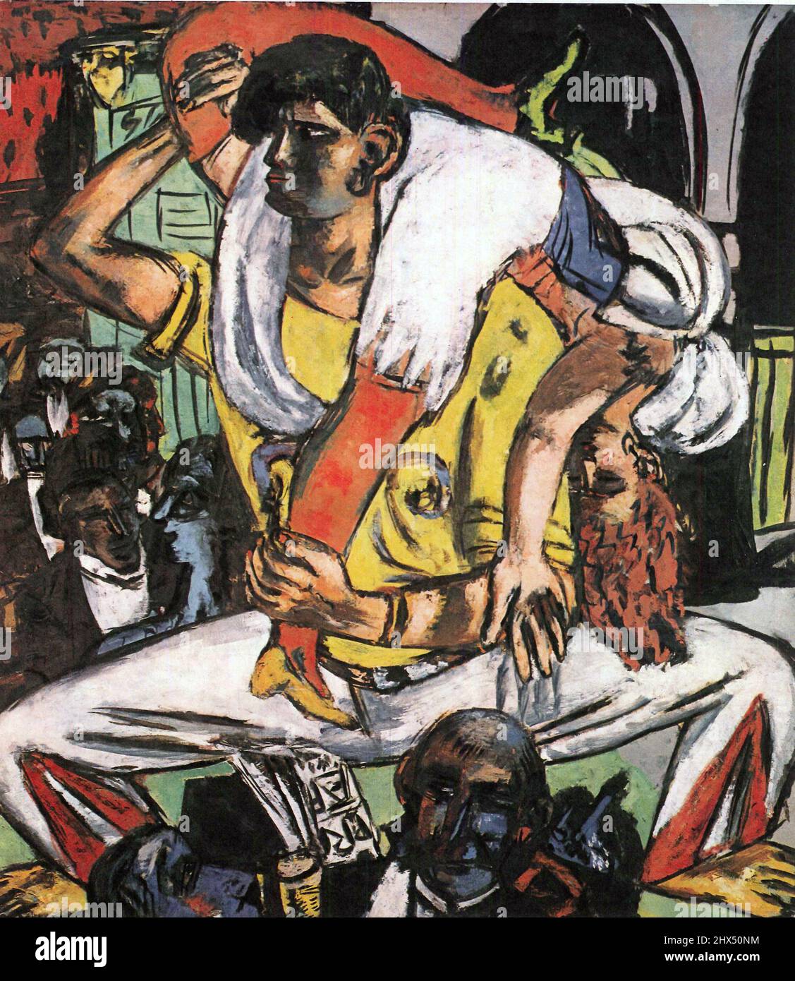 Max Beckmann, Apachentanz (1938), Apache Dance, Taniec Apaczów, danza apache, 马克斯·贝克曼, 阿帕奇舞; Indiański taniec, rewia, występ, silny mężczyzna Foto Stock