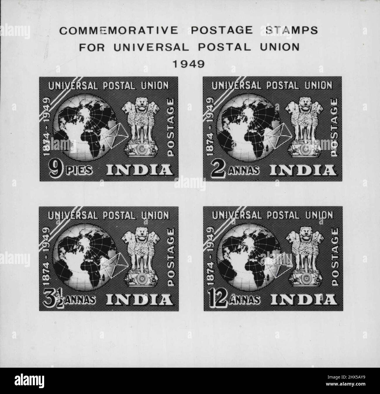 Francobolli commemorativi per l'Unione postale universale 1949. Settembre 13, 1949. Foto Stock