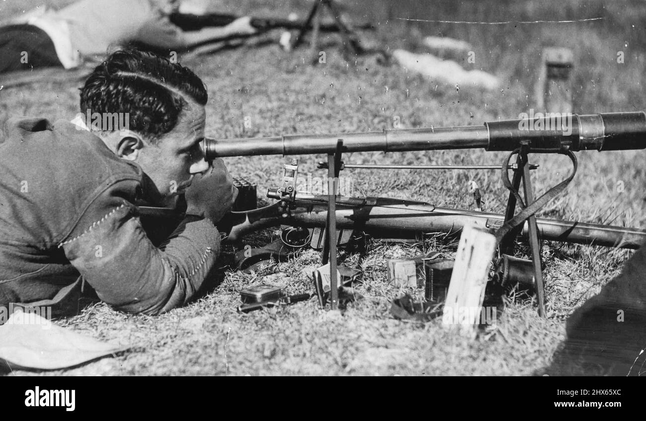 Inter Collegiate Shoot a lungo raggio. H. Cumpston, Wesley College. Luglio 17, 1933. Foto Stock