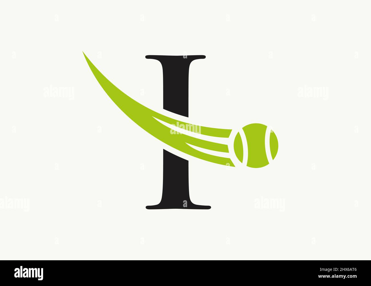 Modello di disegno del logo del tennis sulla lettera I. Tennis Sport Academy, il logo del club con i Letter Vector Illustrazione Vettoriale