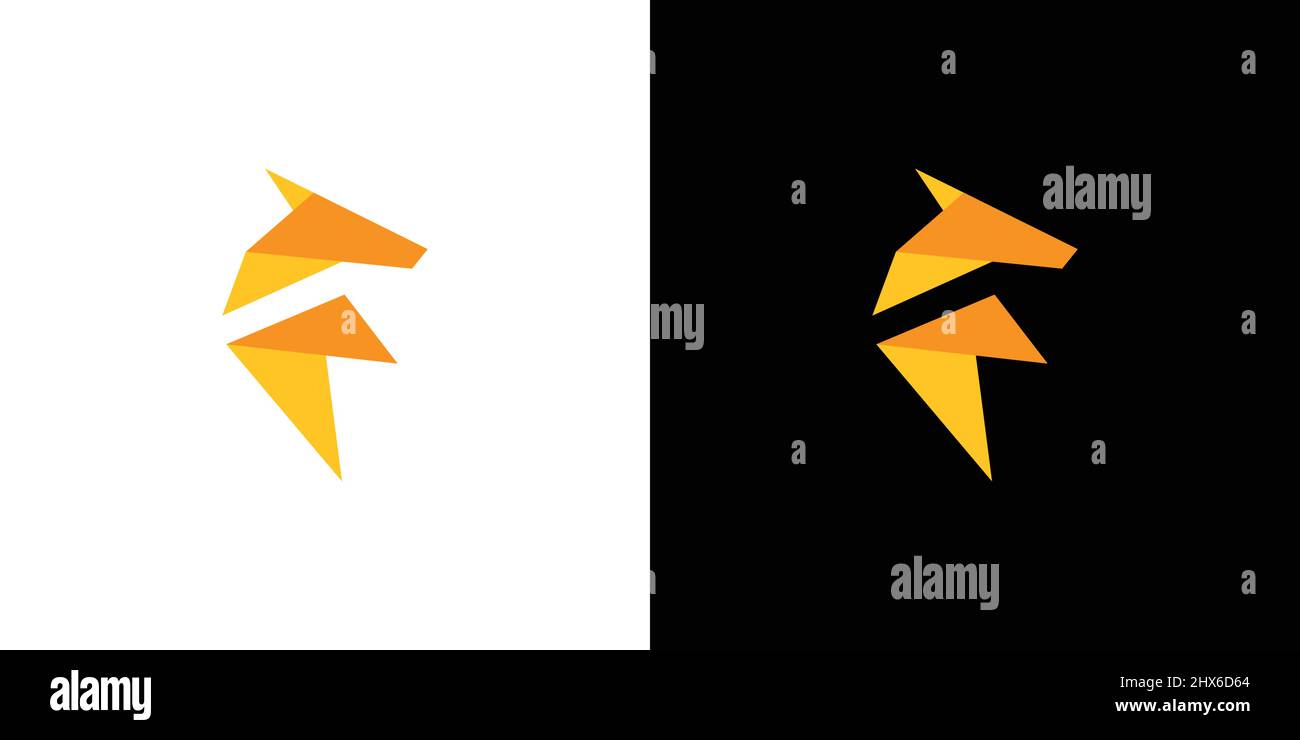 Disegno astratto e colorato del logo F fox Illustrazione Vettoriale