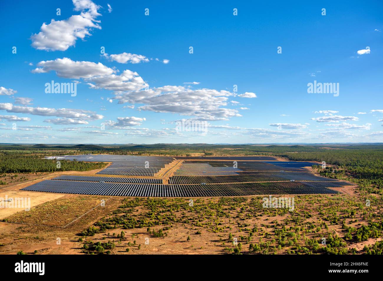 Antenna di Solar Farm a Clermont Central Queensland Australia Foto Stock