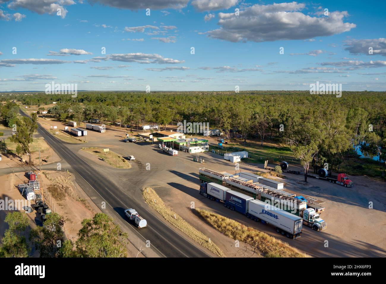 Aereo della BP Truck Stop Roadhouse vicino Clermont Queensland Australia Foto Stock