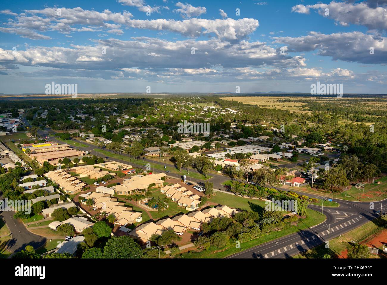 Antenna della città di servizio minerario di Moranbah Queensland Australia Foto Stock