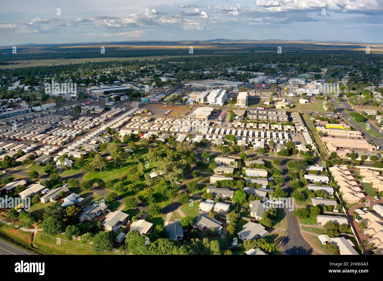 Antenna della città di servizio minerario di Moranbah Queensland Australia Foto Stock