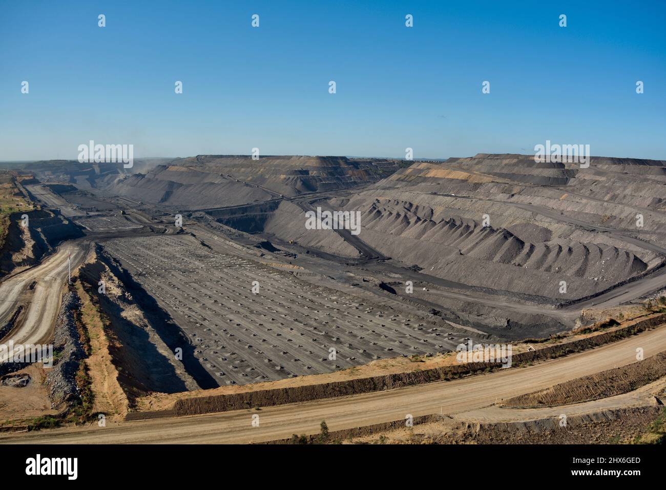 Aerial of Peak Downs miniera di carbone aperta nei pressi di Moranbah Central Queensland Australia Foto Stock