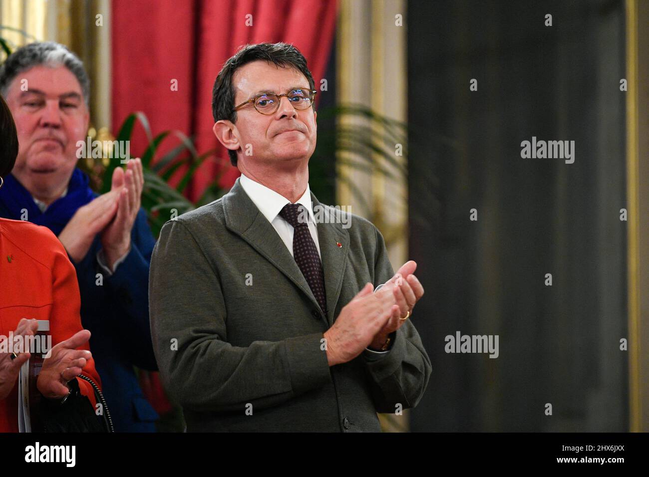 L'ex primo ministro francese Manuel Valls durante la cerimonia di premiazione del Premio del Libro geopolitico del 2022, il 9 marzo 2022, presso il Ministero dell'Europa e degli Affari Esteri di Parigi, Francia. Foto di Victor Joly/ABACAPRESS.COM Foto Stock