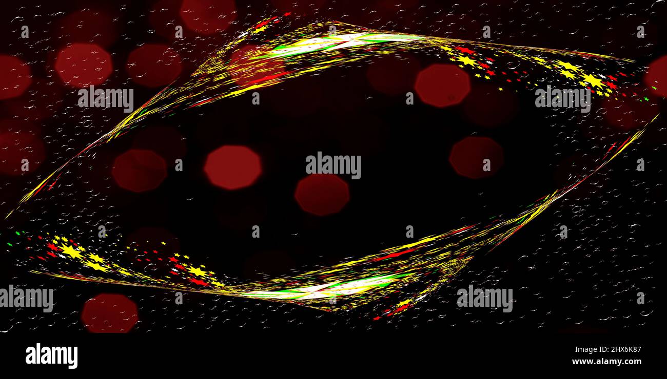 Uno spazio astratto souter luminoso impostato su uno sfondo nero Foto Stock