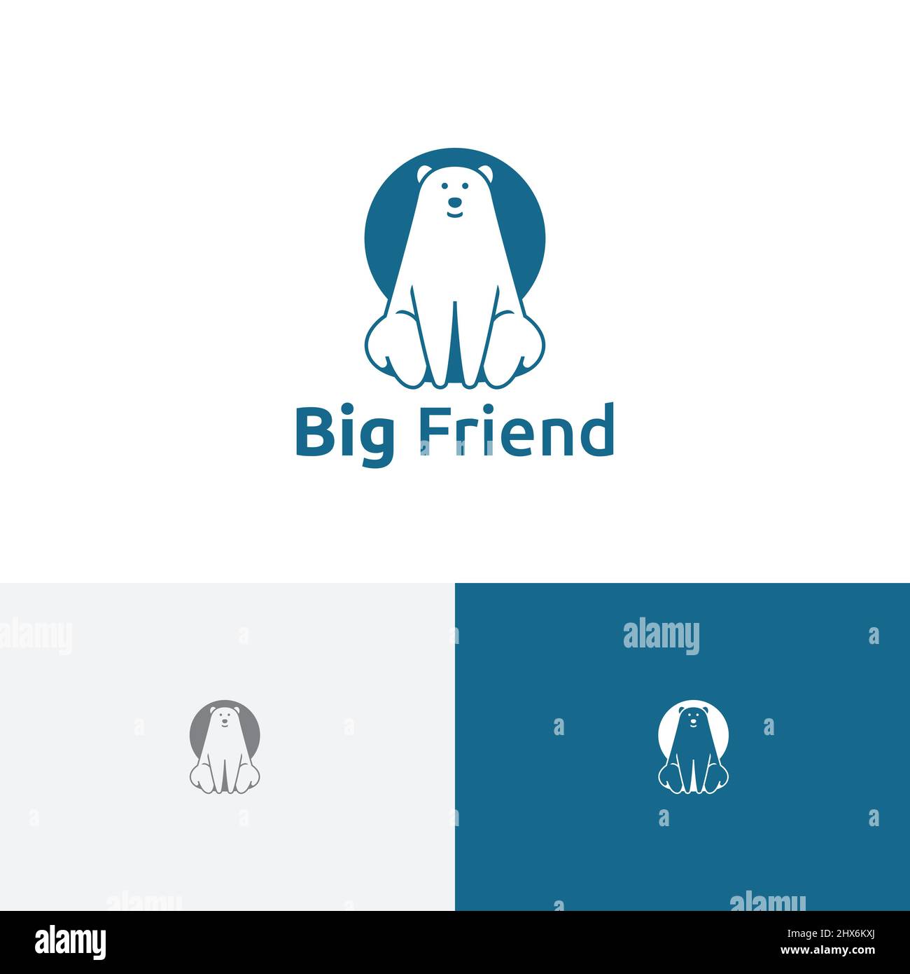 Grande amico Bear Sit friendly Animal Logo Template Illustrazione Vettoriale