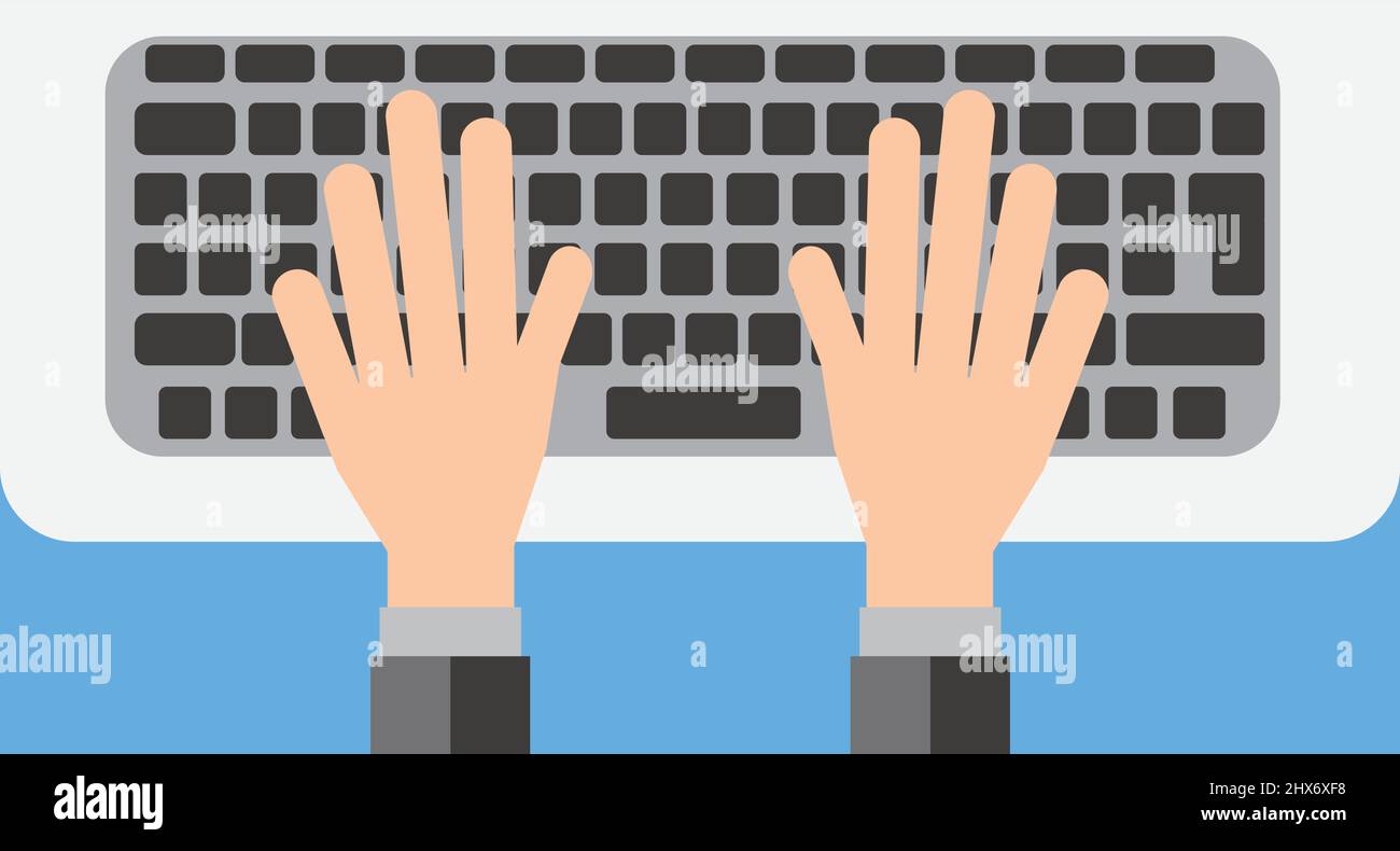 Clip art di un uomo che digita. Illustrazione vettoriale perfetta per le situazioni d'ufficio e di affari. Illustrazione Vettoriale