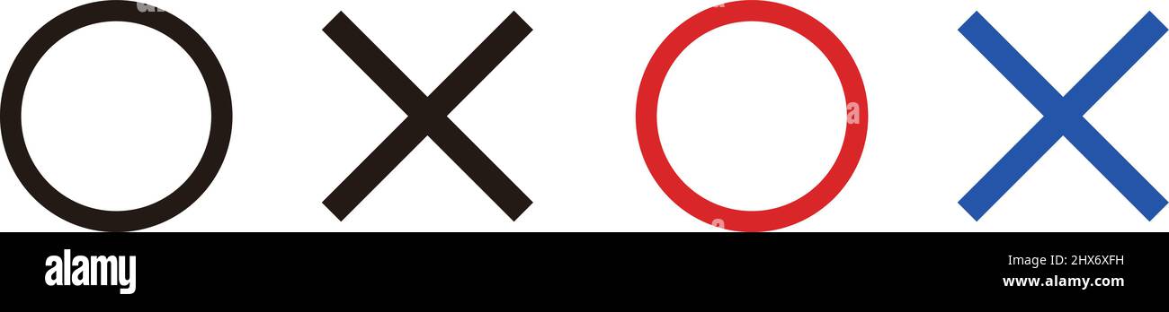 Set di icone a cerchio e a croce. Risposte corrette e errate. Vettori modificabili. Illustrazione Vettoriale