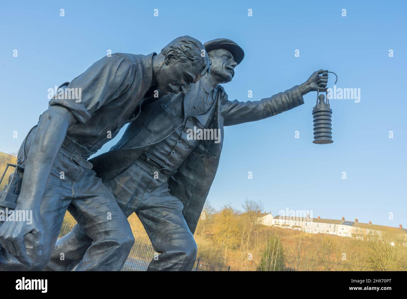 Memorial per i minatori persi in un disastro minerario, Galles UK Foto Stock