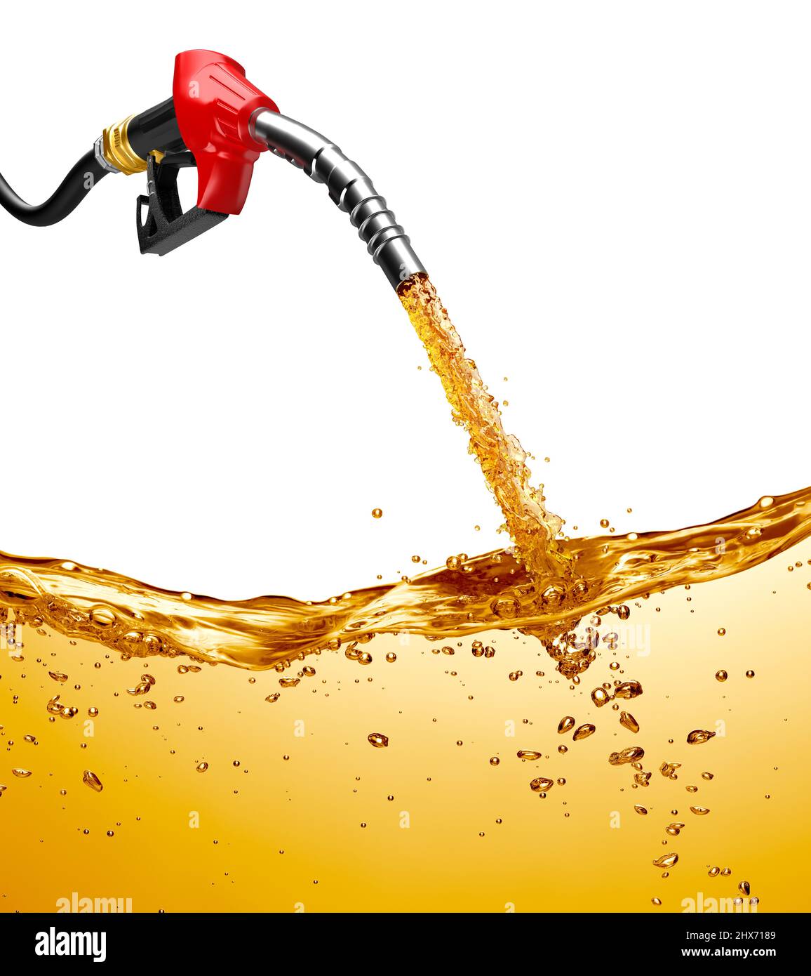 Rifornimento di carburante da una pompa benzina - 3D rendering Foto Stock