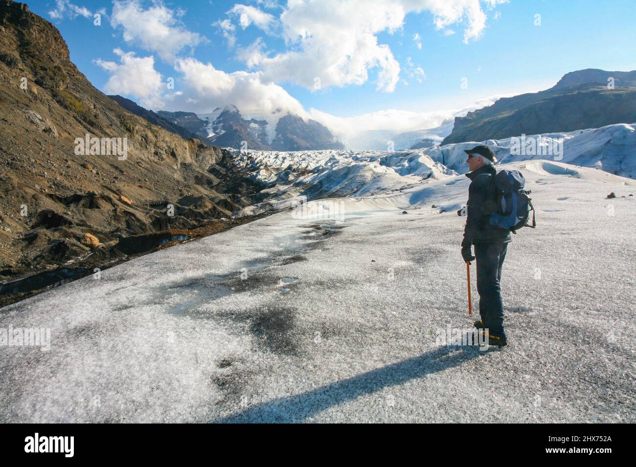 Svinafellsjökull - un ghiacciaio di valle nella regione di Skaftadell in Islanda nel 2008 Foto Stock