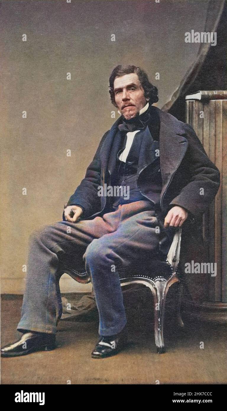 Portrait d'Eugene Delacroix, peintre 1798-1863. Photo de Pierre Petit colorié ultérieuement Foto Stock