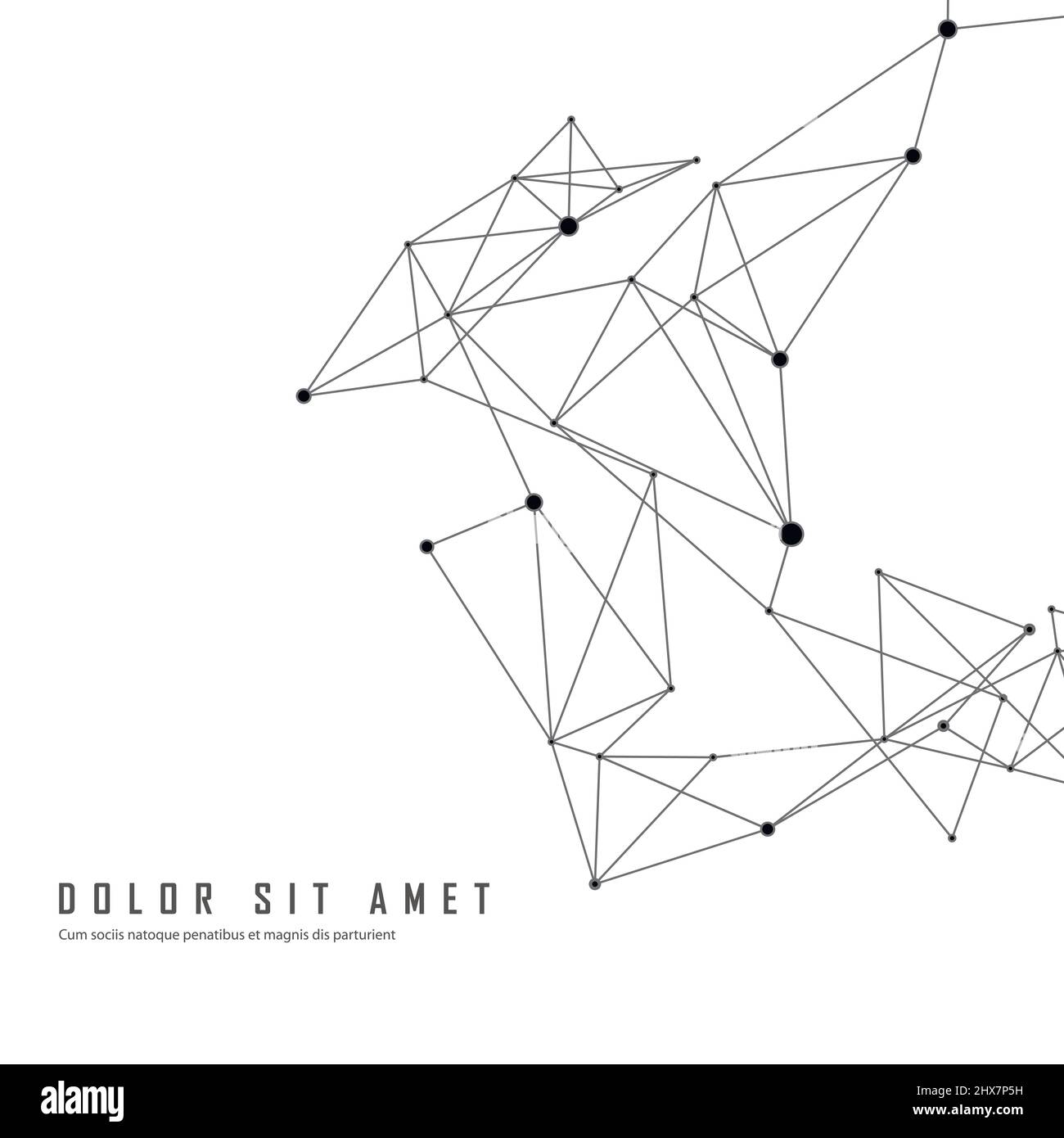Forme poligonali astratte e struttura di connessione con punti e linee di connessione Illustrazione Vettoriale