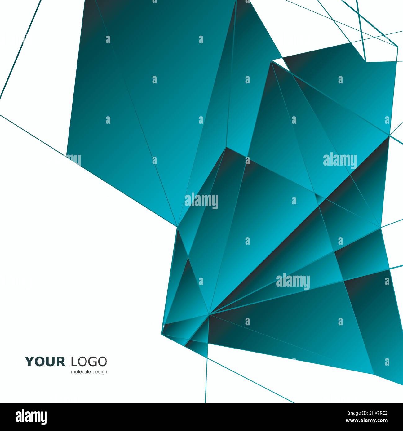 Struttura di collegamento poligonale astratta con forme e linee di collegamento Illustrazione Vettoriale