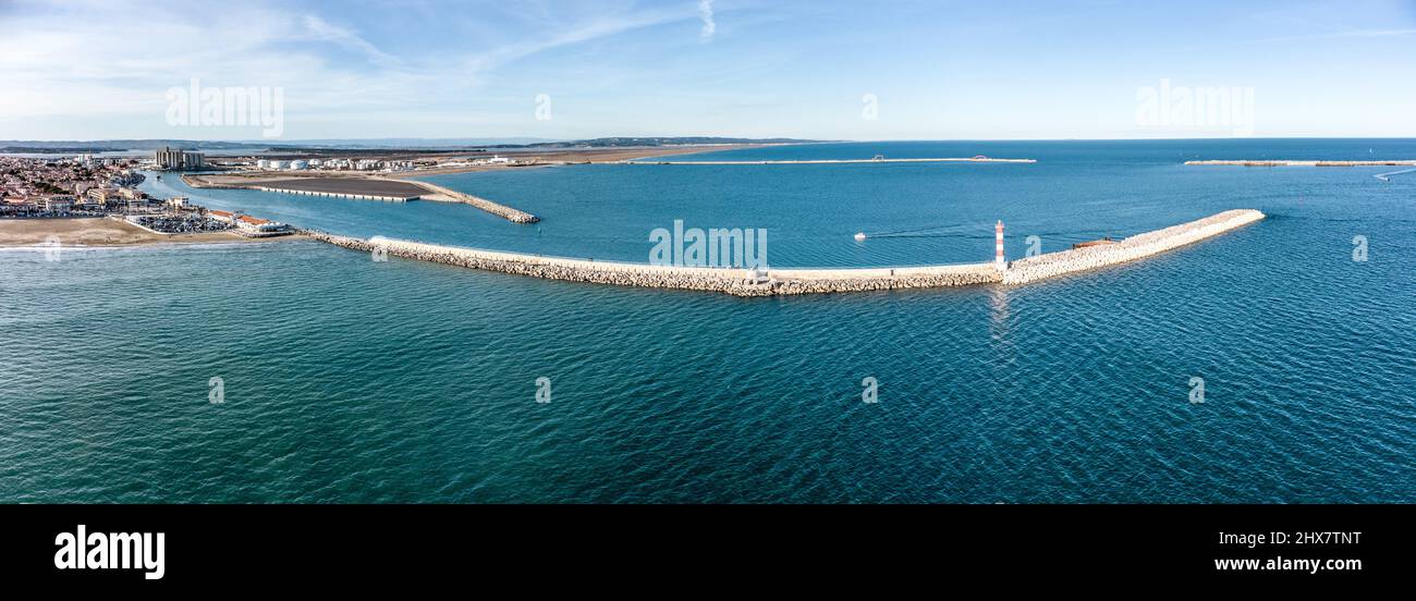 Panorama aérien de Port la Nouvelle Foto Stock