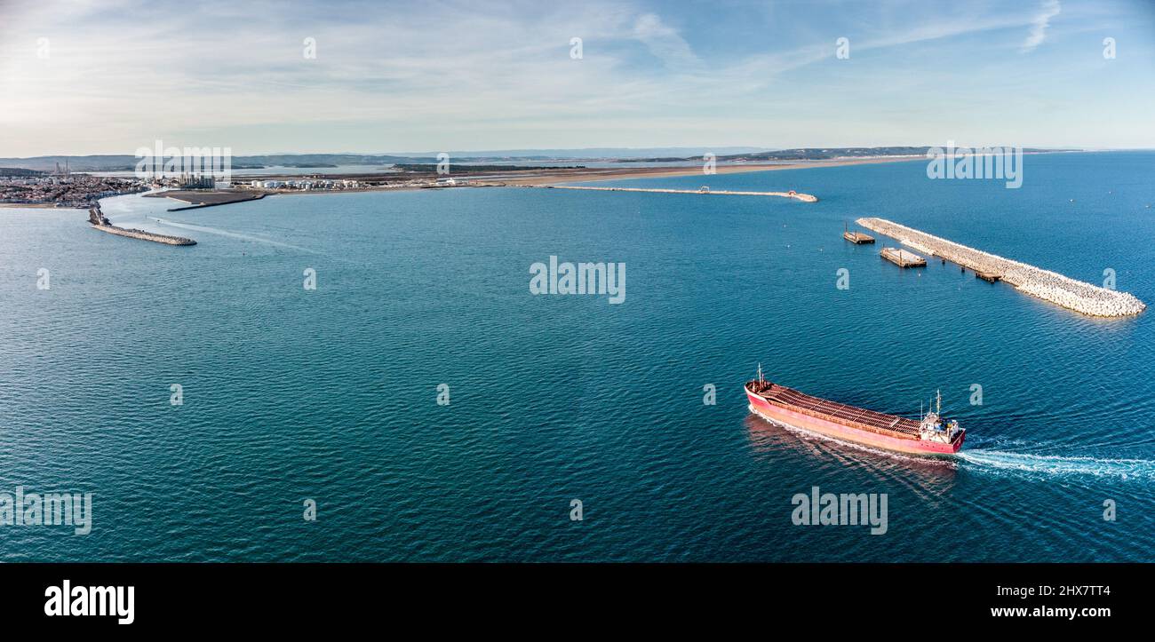 Panorama aérien de Port la Nouvelle Foto Stock
