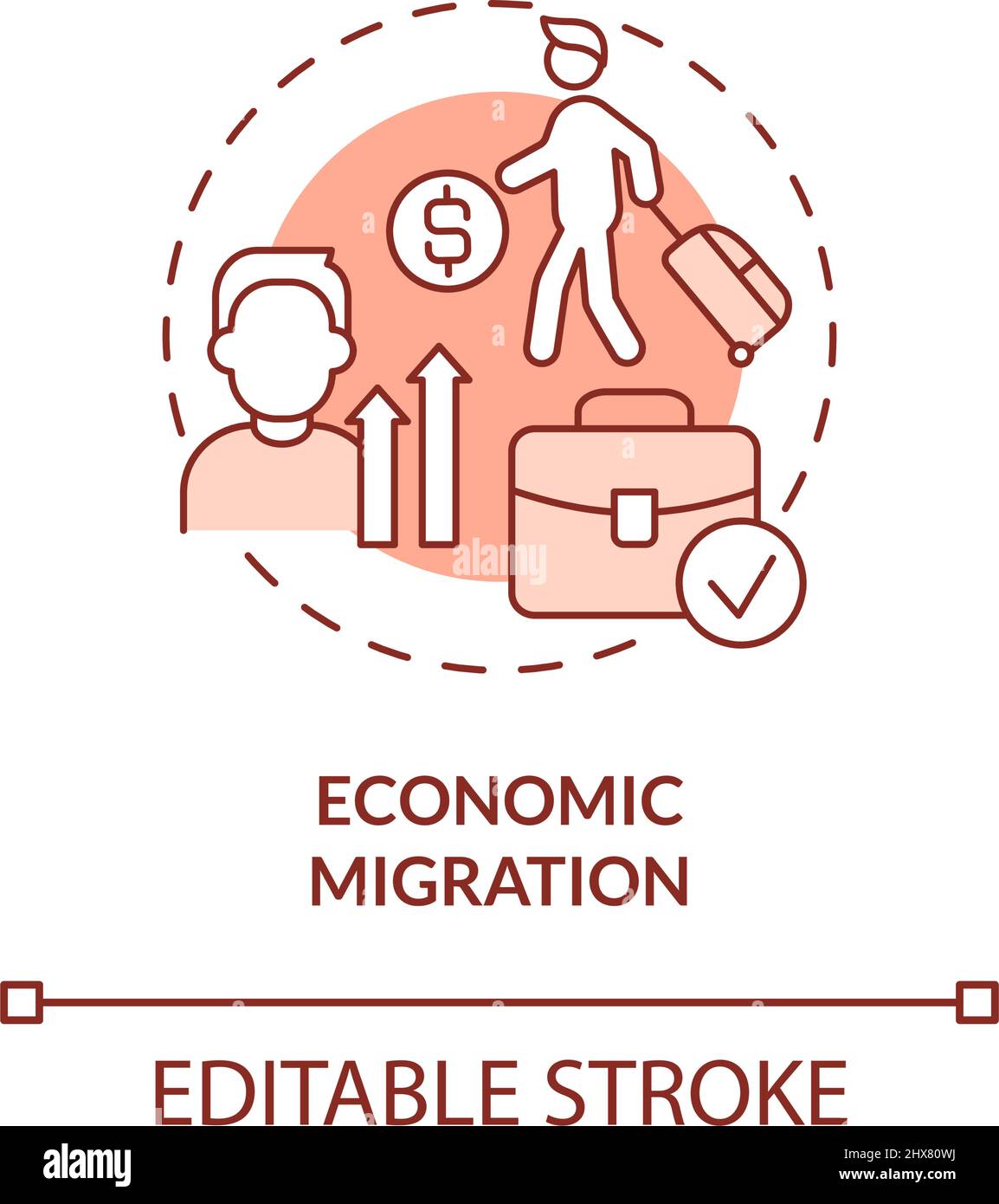 Migrazione economica terracotta concetto icona Illustrazione Vettoriale