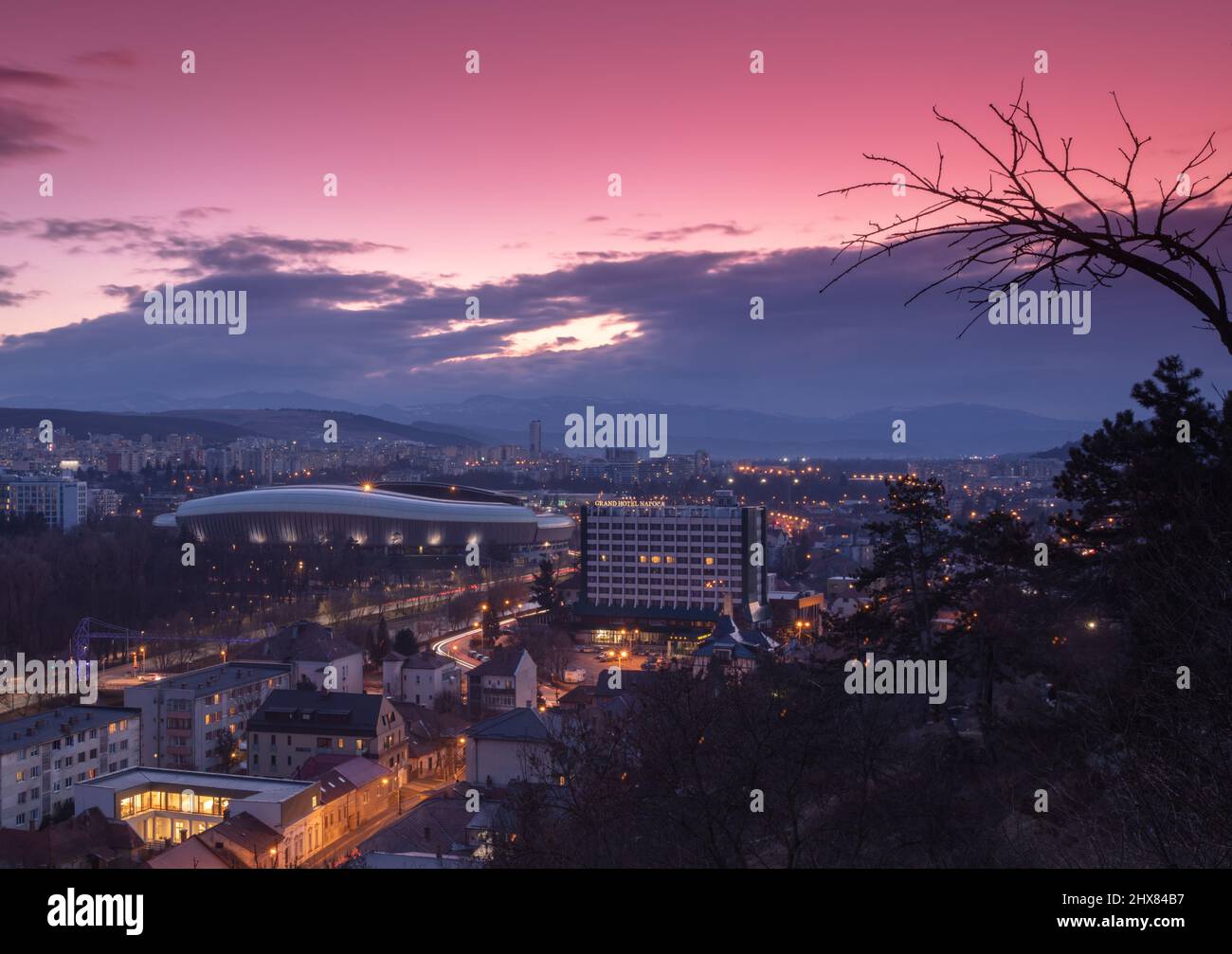 Vista aerea di Cluj Napoca, Romania Foto Stock