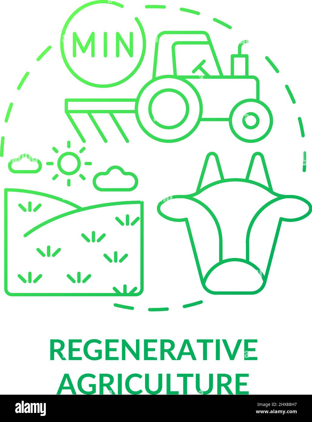 Icona del concetto di gradiente verde dell'agricoltura rigenerativa Illustrazione Vettoriale