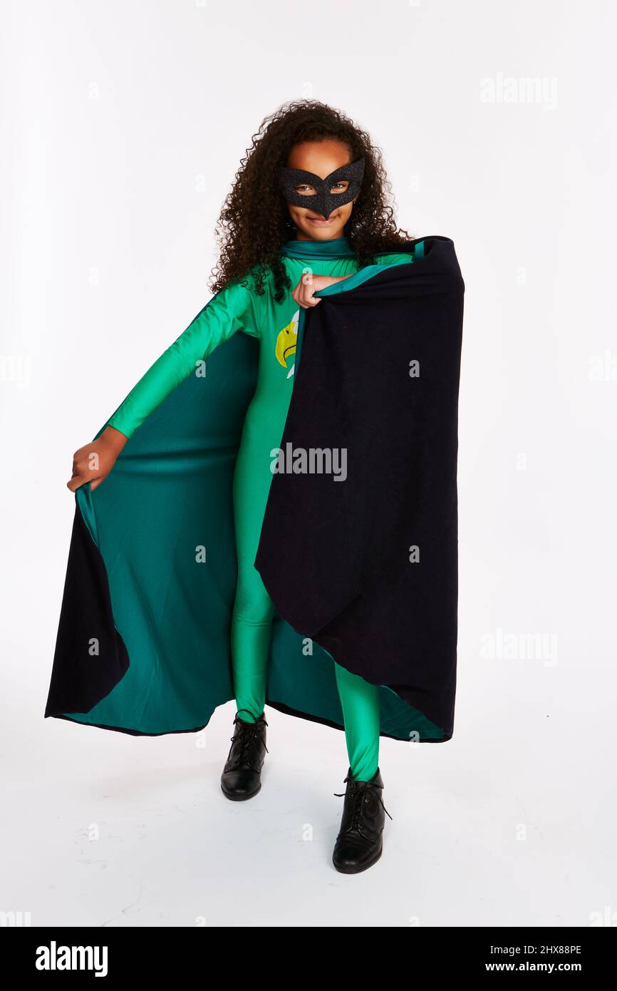 Costume da supereroe. Costume oldSuperhero da 8 anni. 8 anni Foto Stock