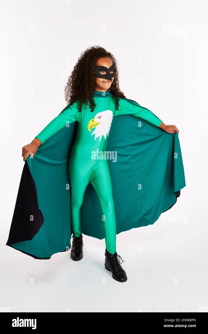 Costume da supereroe. Costume oldSuperhero da 8 anni. 8 anni Foto Stock