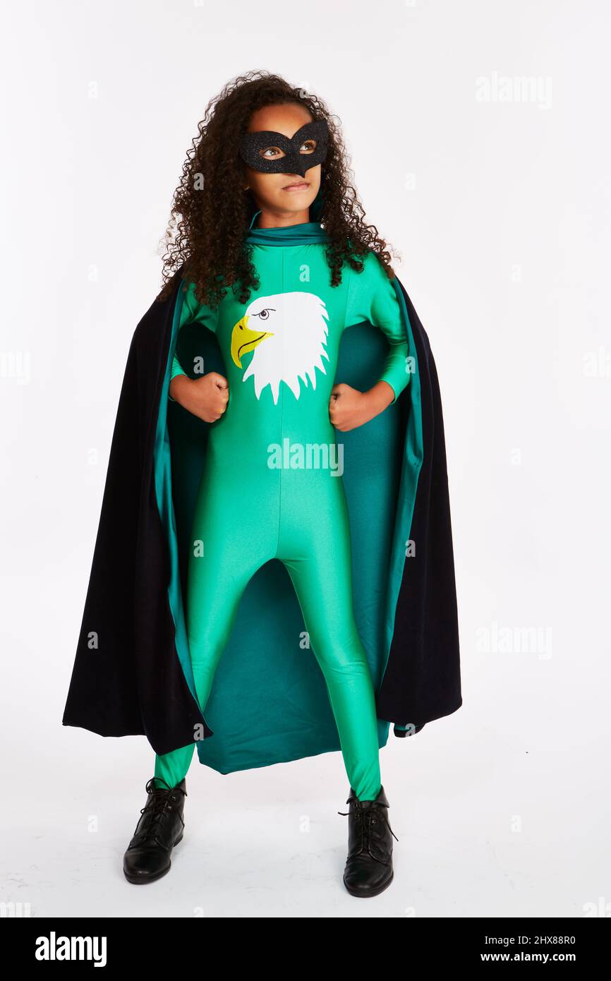 Costume da supereroe. 8 anni Foto Stock