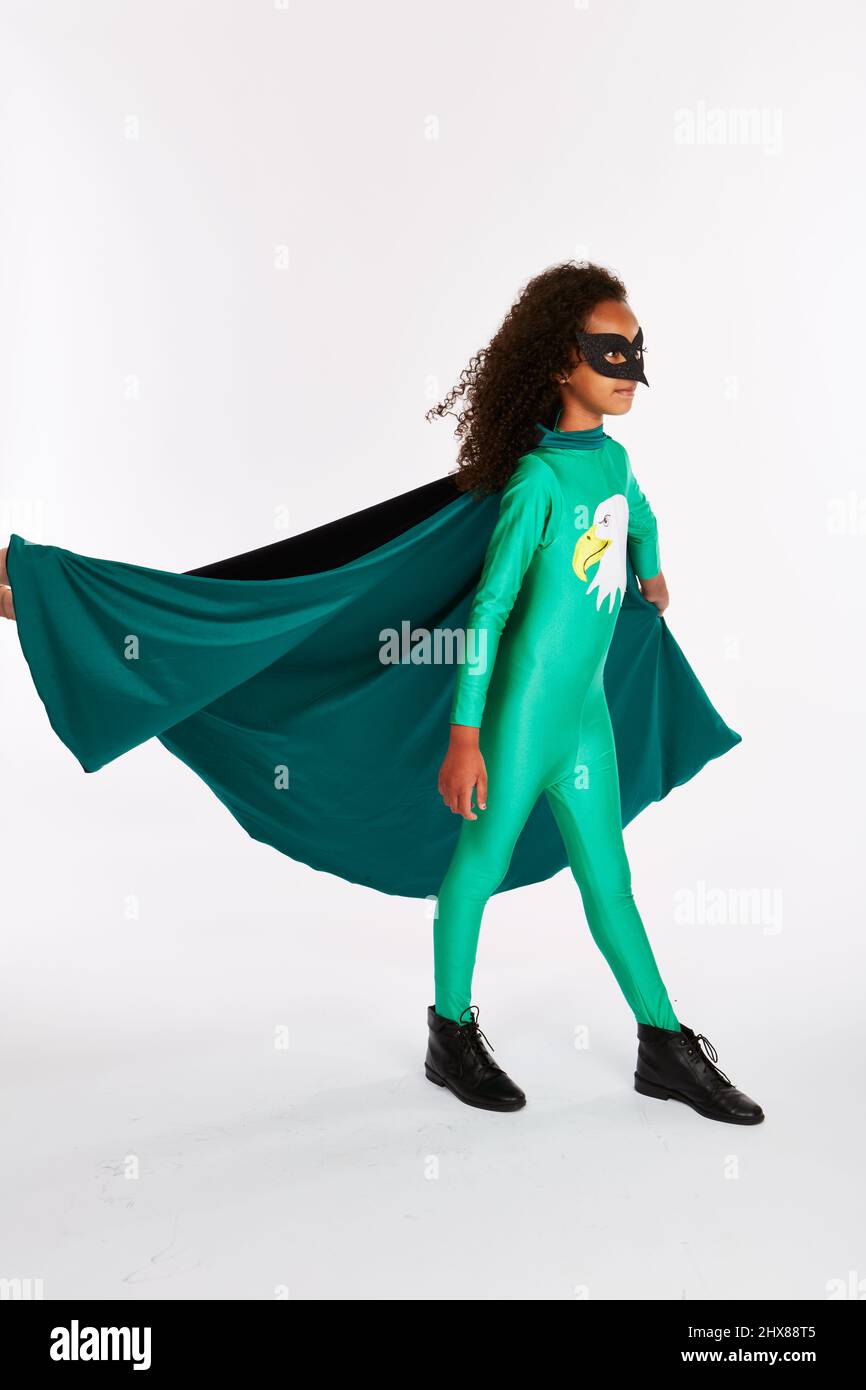 Costume da supereroe. 8 anni Foto Stock