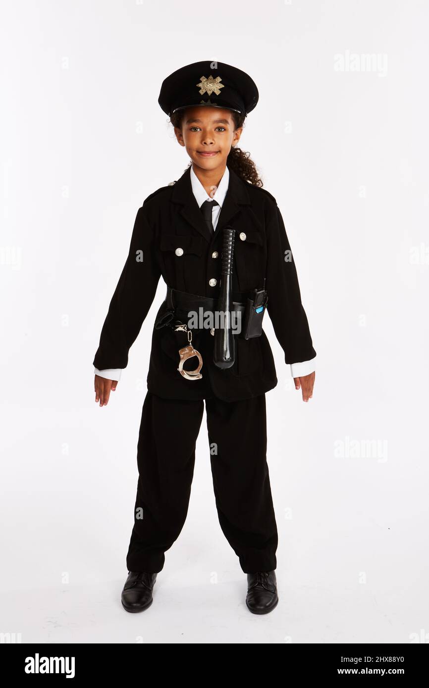 Costume della polizia. 8 anni Foto Stock