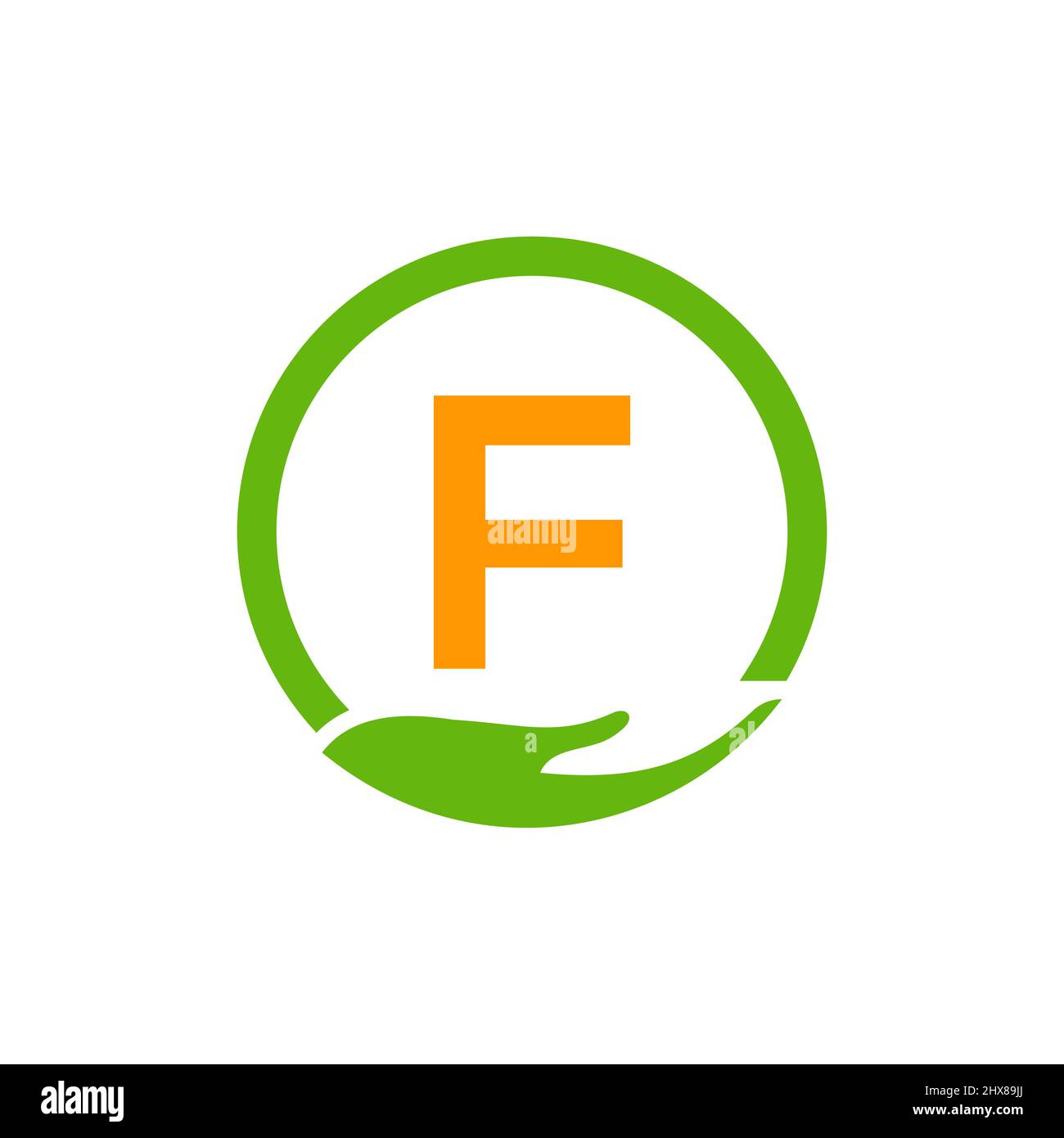 Modello concettuale lettera F per la Guida di beneficenza. Cura, Condivisione, Carità, Salute medica, donazione Organizzazione F logotipo Design Illustrazione Vettoriale