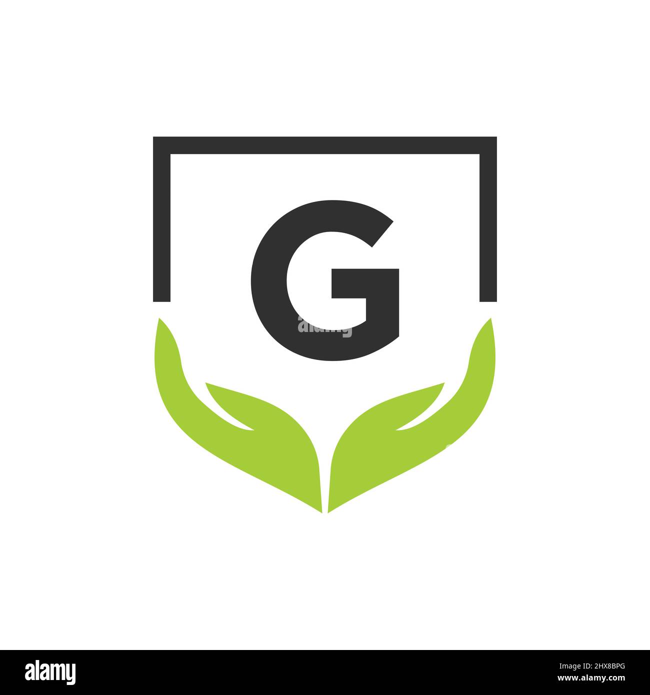 Modello concettuale lettera G per la Guida di beneficenza. Cura, Condivisione, Carità, Salute medica, donazione Organizzazione G logotipo Design Illustrazione Vettoriale