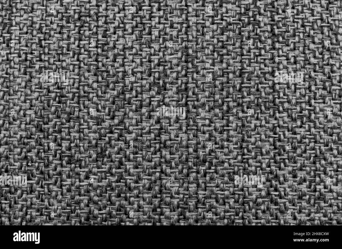 Il tessuto è grigio denso con linee geometriche e cuciture diritte. Materiale di colore scuro per tappezzeria di mobili, sartoria Foto Stock
