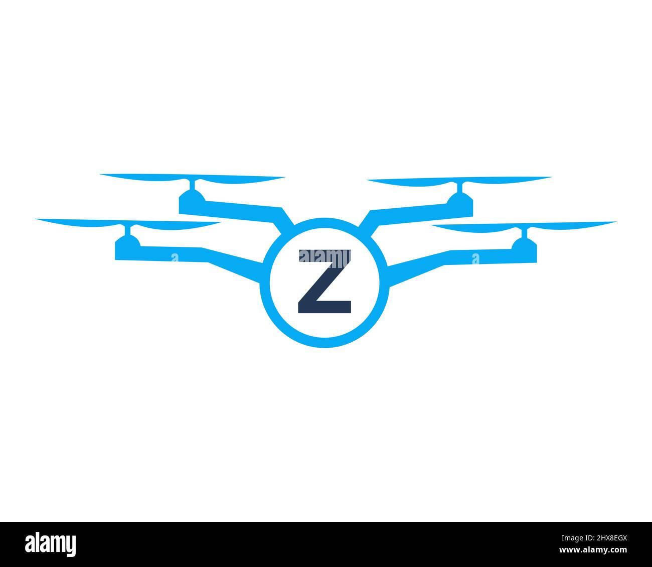 Design con logo drone su Letter Z Concept. Modello vettoriale per droni fotografici Illustrazione Vettoriale