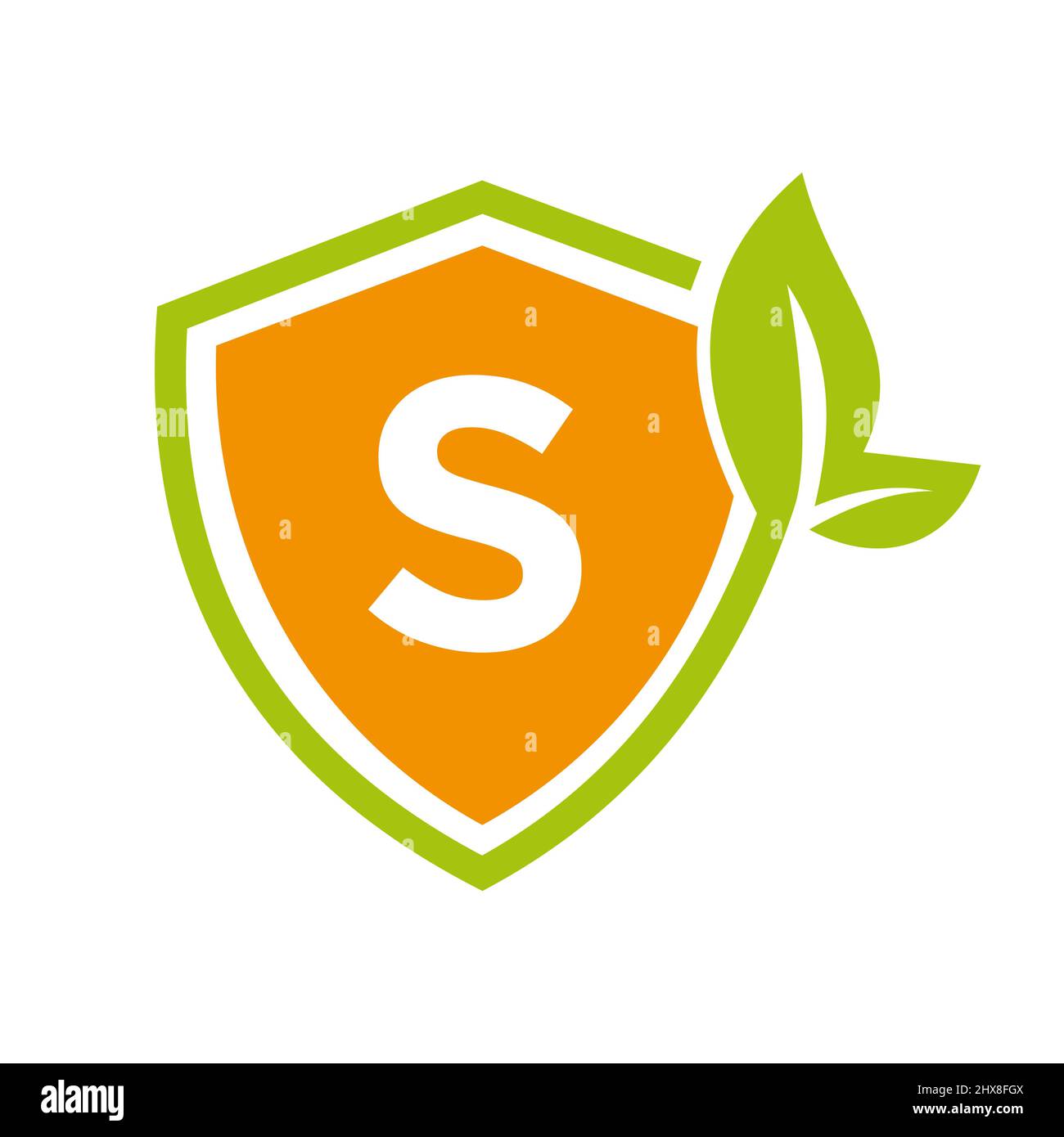 Logo Eco Leaf Agriculture sul modello Letter S Vector. Eco Sign, Agronomia, Fattoria di grano, Fattoria di paese rurale, concetto di raccolto naturale Illustrazione Vettoriale