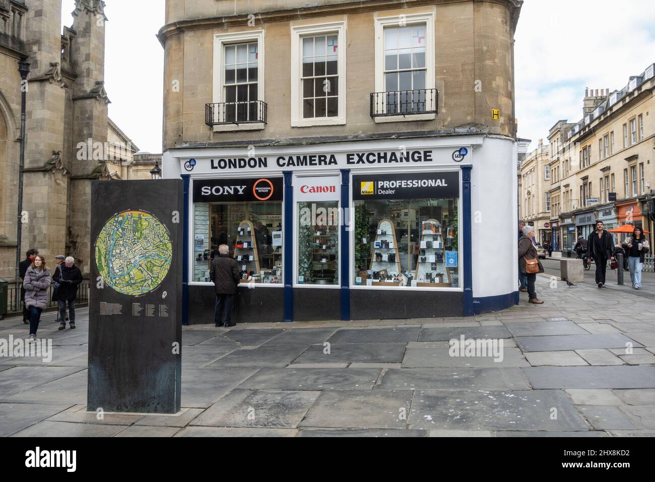 Negozio di London Camera Exchange a Cheap Street, Bath, Inghilterra, Regno Unito Foto Stock