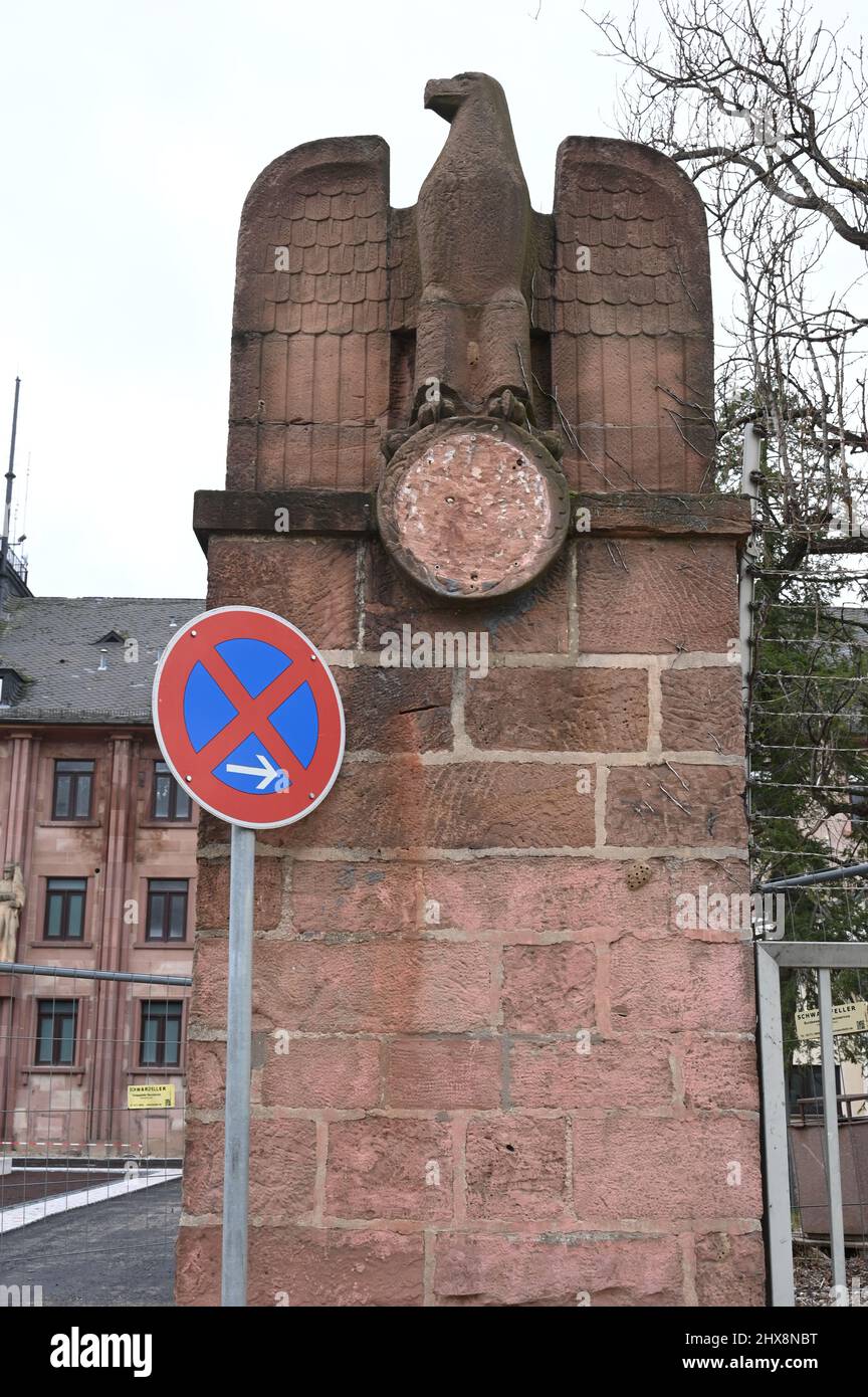 Reliquia dell'architettura nazista in una caserma a Heidelberg-Rohrbach Foto Stock