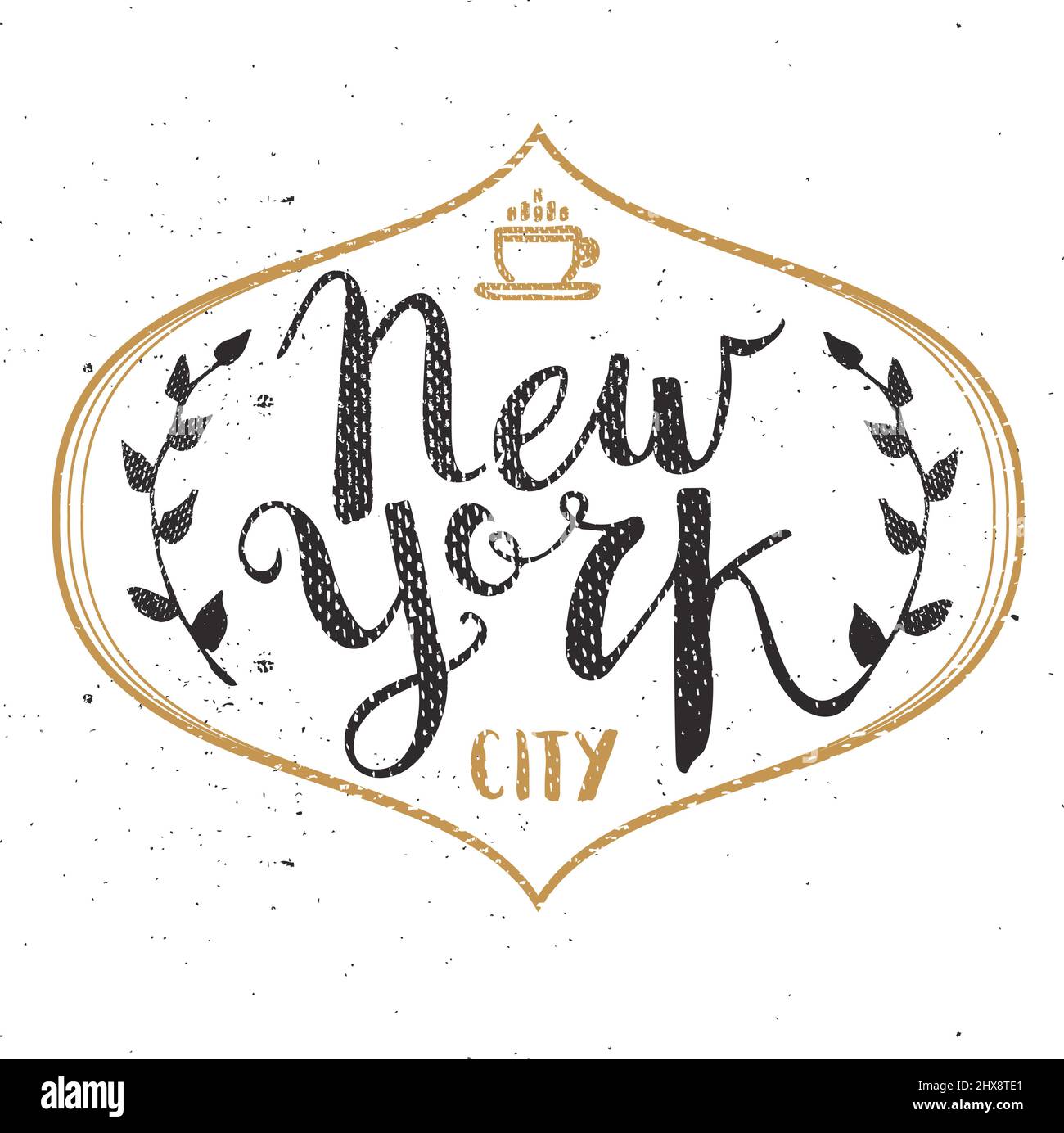 New York City Template Calligraphy Pen Brush Vector disegnata a mano Illustrazione Vettoriale