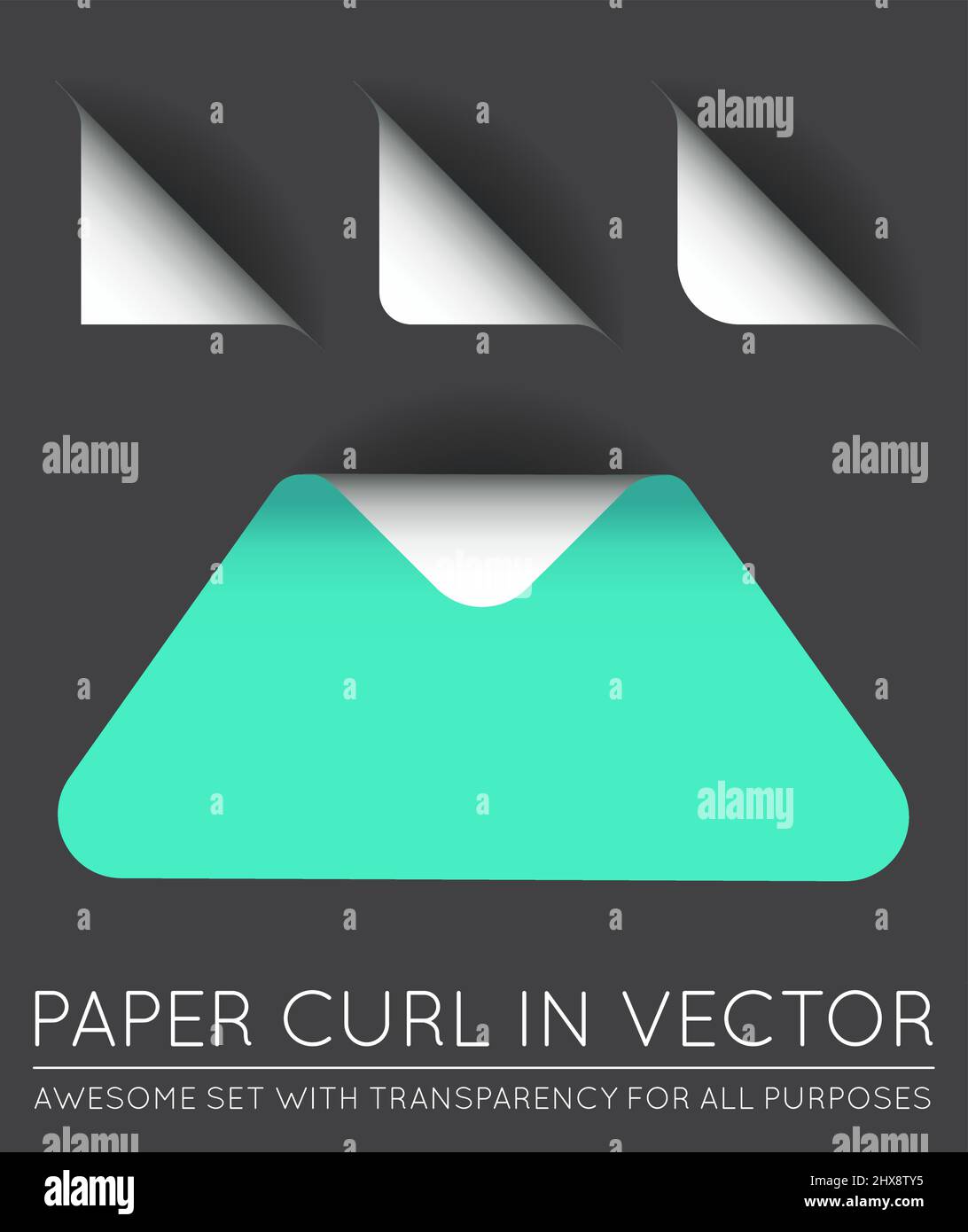 Triangolo vettoriale con ricci di carta con set isolato ombra. Illustrazione Vettoriale